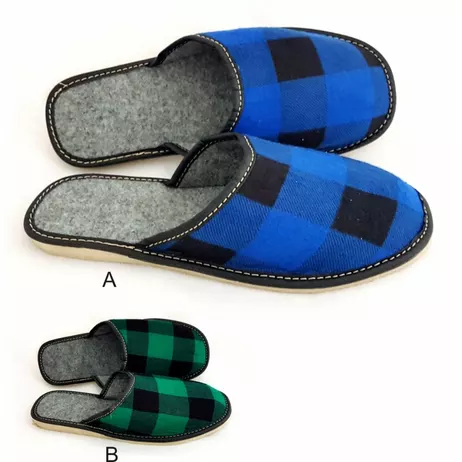 W167 Pantofle Męskie Krata stara