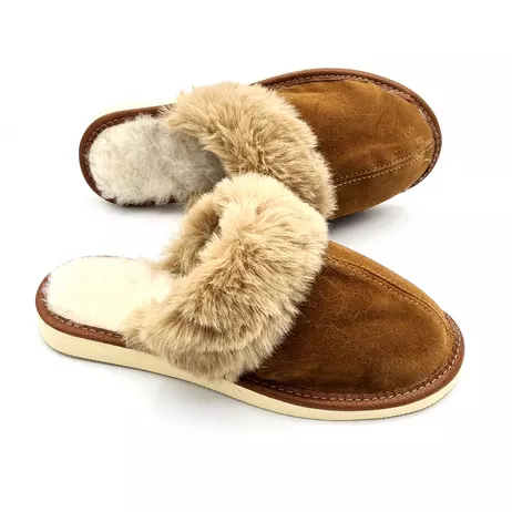 Pantofle ocieplane zamszowe