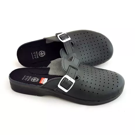 klapki PU Klamra Czarna