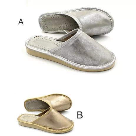 Nowość pantofle damskie srebne złote