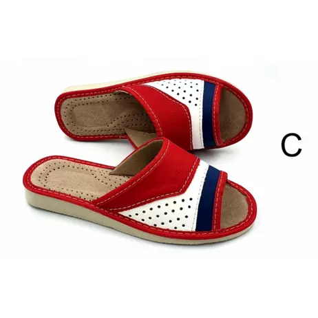 czerwone Pantofle Damskie