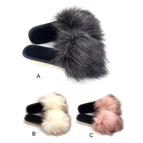 Futrzane pantofle długi włos NOWOŚĆ