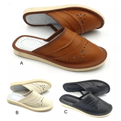 .N83 Pantofle Damskie skórzane