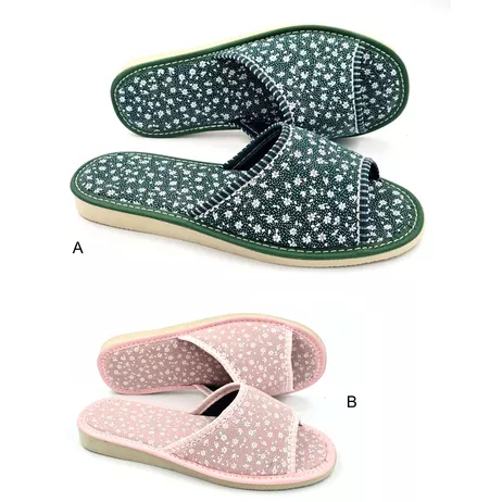 P18 Pantofle łączka zielona różowa