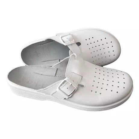 klapki PU Klamra Biała