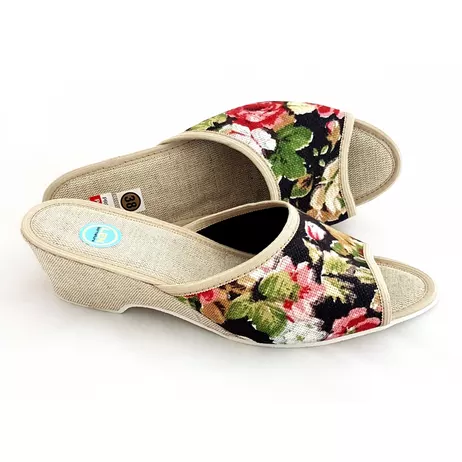 Pantofle Len kwiaty