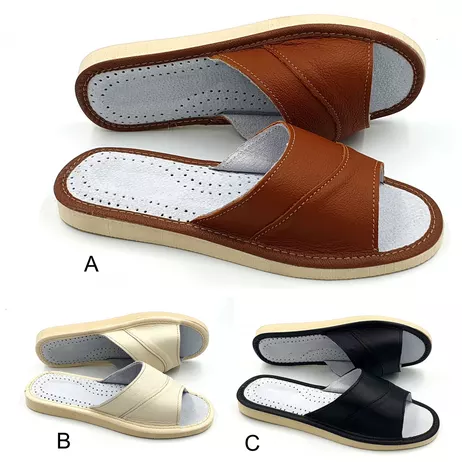 .P09 Pantofle Damskie skórzane otwarte