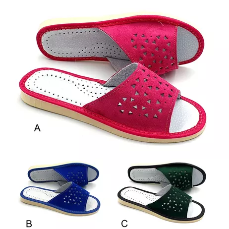 .P03 Pantofle Damskie zamszowe otwarte